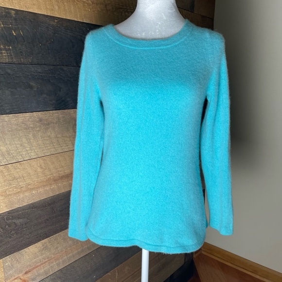 Talbots Pure Cashmere Tiffany Blue Sweater Size Petite Large - Picture 1 of 10